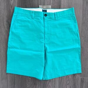 J.Crew Stretch Cotton Twill Shorts Portsider Preppy Green Sz 34 9 Inch Inseam
